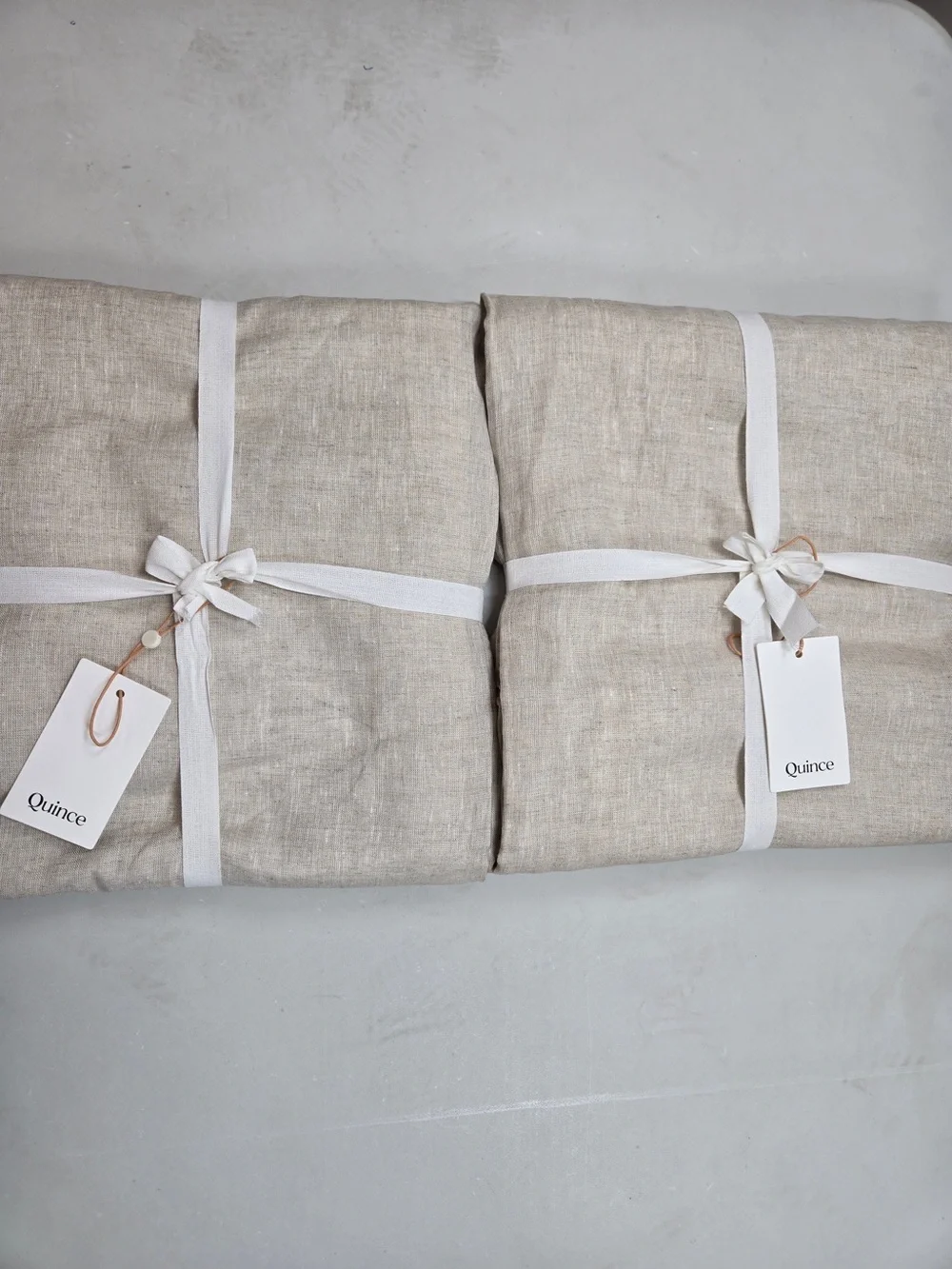 NWT QUINCE Set Of 2 48x108 European Linen Curtains Flax 0050